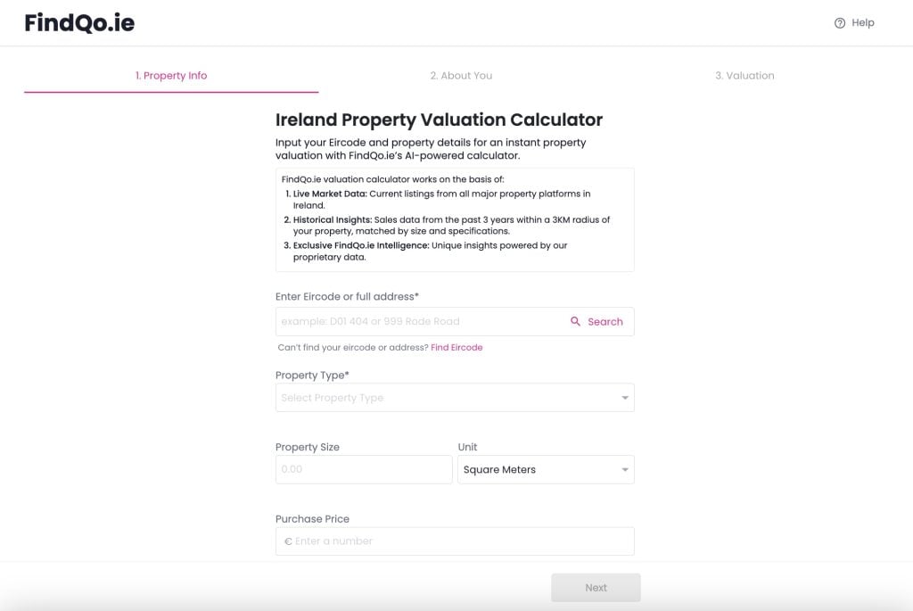 FindQo.ie Valuation tool